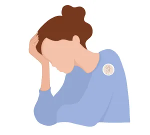 cómo se detecta la endometriosis mujer pensativa, con una mano a la cabeza